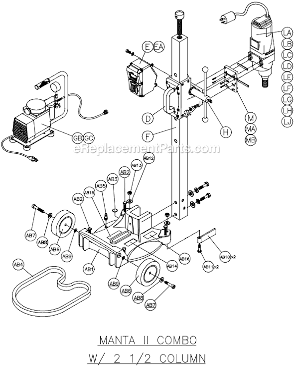 Page A Diagram and Parts List for MANTAII  MK Diamond Electric Drill
